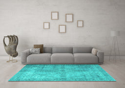 Machine Washable Persian Turquoise Traditional Area Rugs in a Living Room,, wshtr3661turq