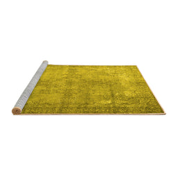 Sideview of Machine Washable Persian Yellow Traditional Rug, wshtr3661yw