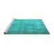 Sideview of Machine Washable Persian Turquoise Traditional Area Rugs, wshtr3661turq