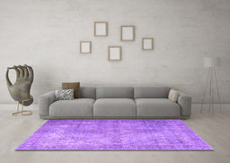 Machine Washable Persian Purple Traditional Area Rugs in a Living Room, wshtr3661pur