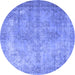 Round Persian Blue Traditional Rug, tr3661blu