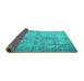 Sideview of Persian Turquoise Traditional Rug, tr3661turq