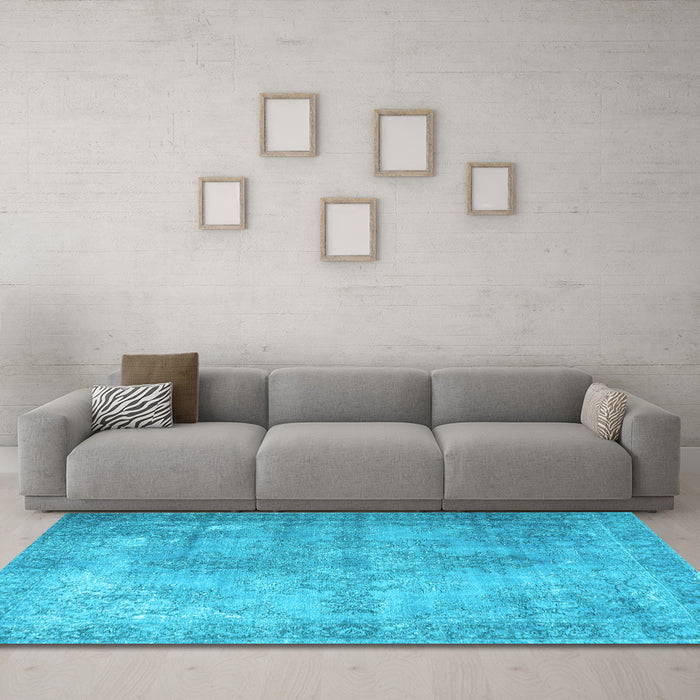 Machine Washable Persian Light Blue Traditional Rug in a Living Room, wshtr3661lblu