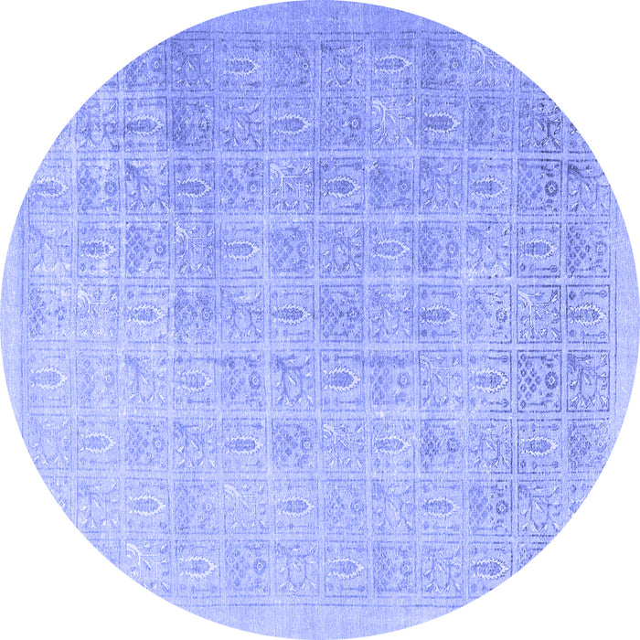 Round Persian Blue Traditional Rug, tr3662blu