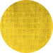 Round Machine Washable Persian Yellow Traditional Rug, wshtr3662yw