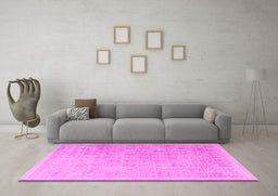 Machine Washable Persian Pink Traditional Rug in a Living Room, wshtr3662pnk