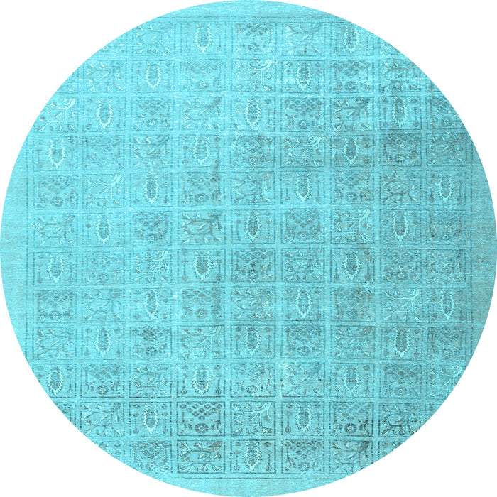 Round Persian Light Blue Traditional Rug, tr3662lblu
