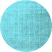 Round Persian Light Blue Traditional Rug, tr3662lblu