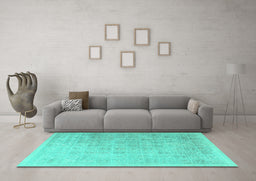 Machine Washable Persian Turquoise Traditional Area Rugs in a Living Room,, wshtr3662turq