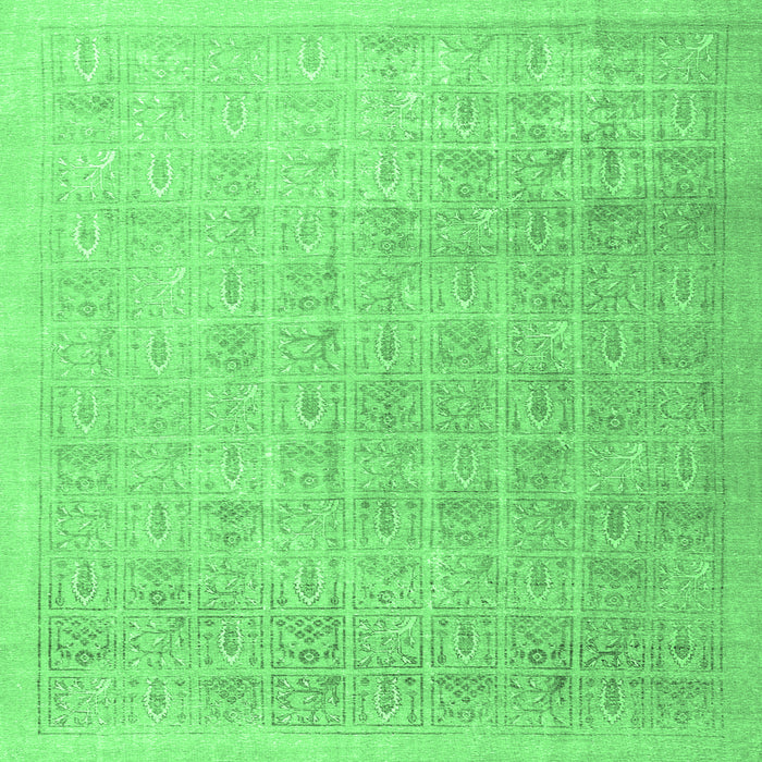 Square Machine Washable Persian Emerald Green Traditional Area Rugs, wshtr3662emgrn