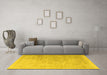 Machine Washable Persian Yellow Traditional Rug in a Living Room, wshtr3662yw