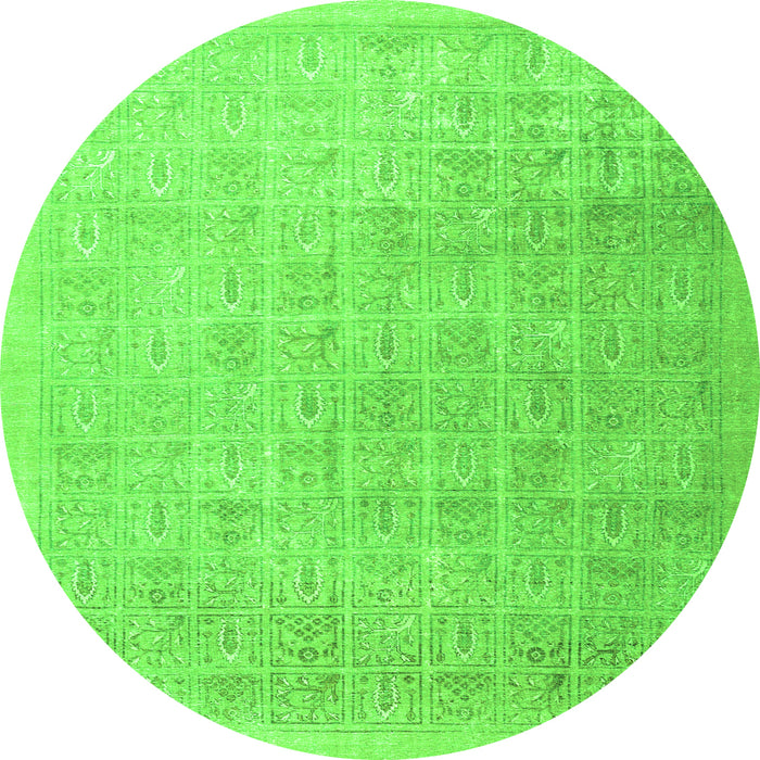 Square Persian Green Traditional Rug, tr3662grn