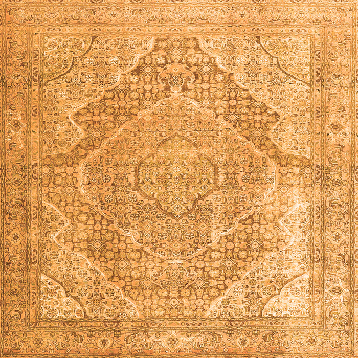 Round Machine Washable Medallion Orange Traditional Area Rugs, wshtr3663org