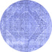 Round Medallion Blue Traditional Rug, tr3663blu