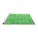 Sideview of Machine Washable Medallion Emerald Green Traditional Area Rugs, wshtr3663emgrn