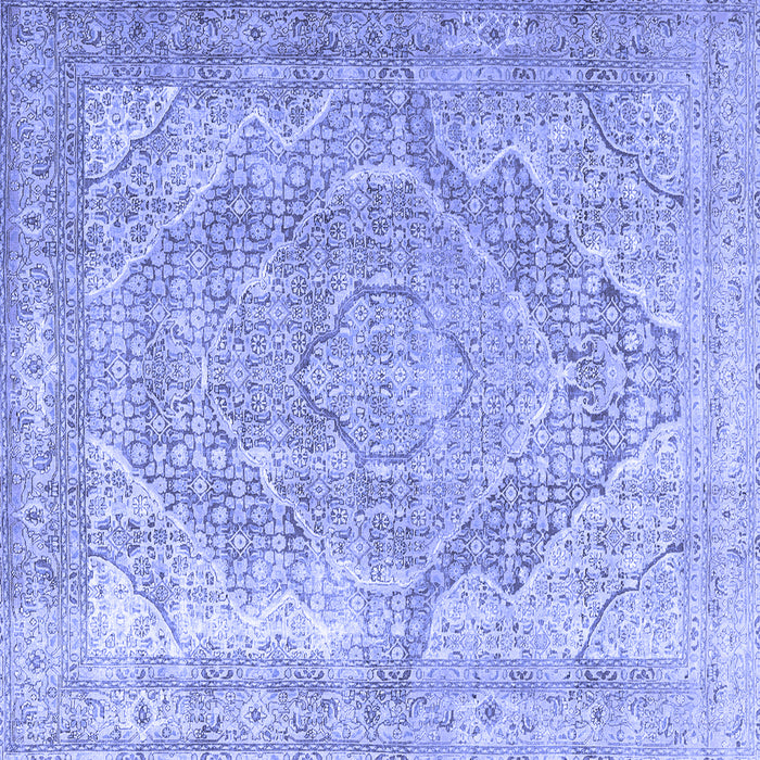 Square Medallion Blue Traditional Rug, tr3663blu