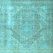 Square Medallion Light Blue Traditional Rug, tr3663lblu