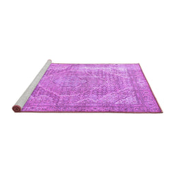 Sideview of Machine Washable Medallion Purple Traditional Area Rugs, wshtr3663pur