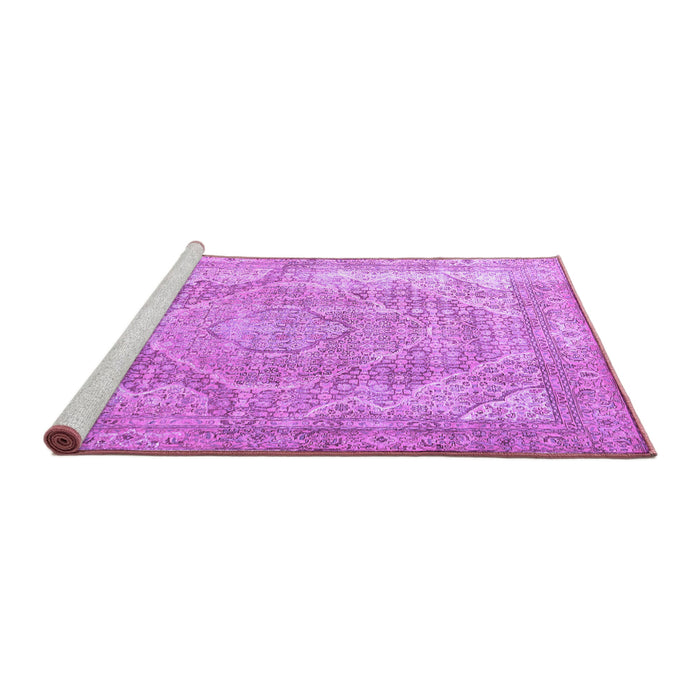 Sideview of Machine Washable Medallion Purple Traditional Area Rugs, wshtr3663pur