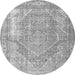 Machine Washable Medallion Gray Traditional Rug, wshtr3663gry