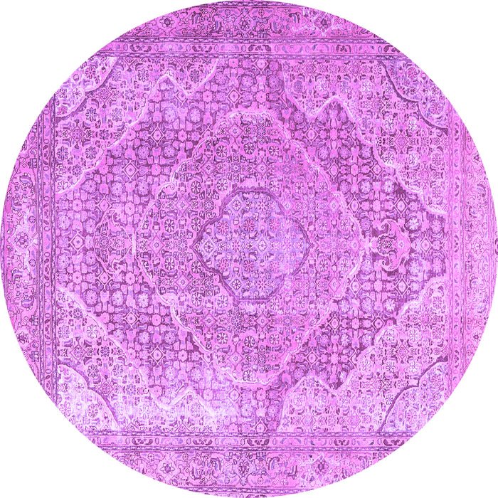 Round Medallion Purple Traditional Rug, tr3663pur