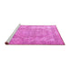 Sideview of Machine Washable Medallion Pink Traditional Rug, wshtr3663pnk