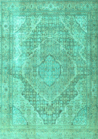 Medallion Turquoise Traditional Rug, tr3663turq