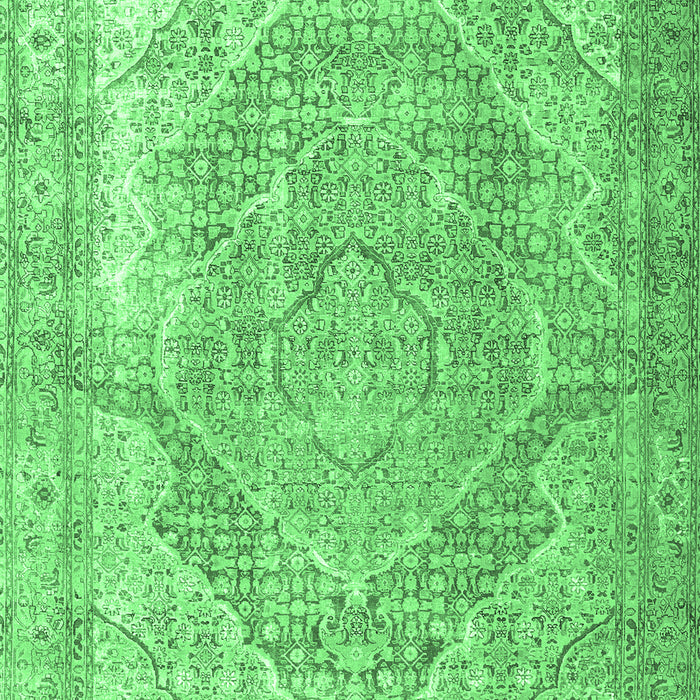 Machine Washable Medallion Emerald Green Traditional Area Rugs, wshtr3663emgrn