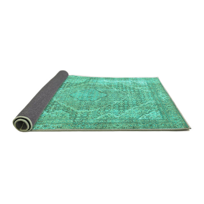 Sideview of Medallion Turquoise Traditional Rug, tr3663turq