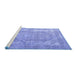 Sideview of Machine Washable Medallion Blue Traditional Rug, wshtr3663blu