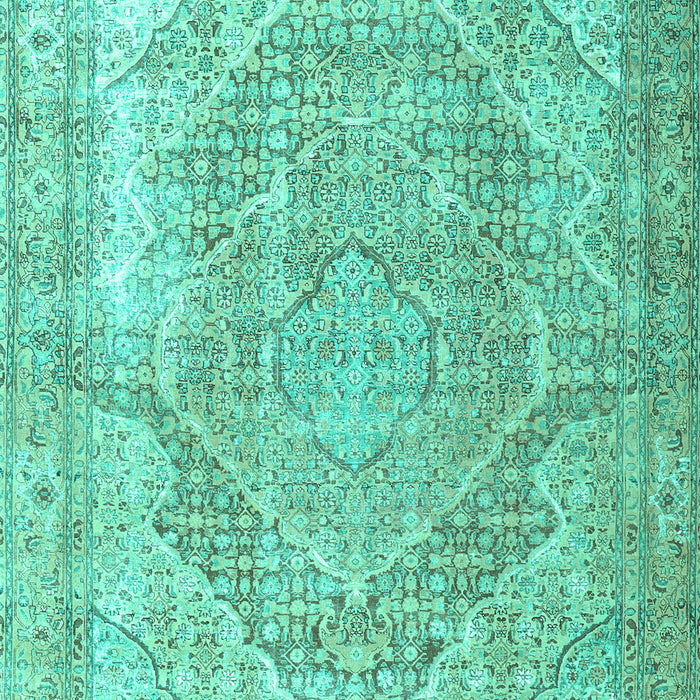 Machine Washable Medallion Turquoise Traditional Area Rugs, wshtr3663turq