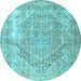 Round Medallion Light Blue Traditional Rug, tr3663lblu