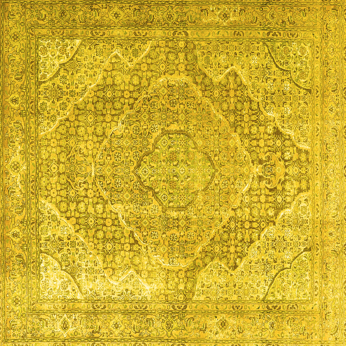 Square Medallion Yellow Traditional Rug, tr3663yw