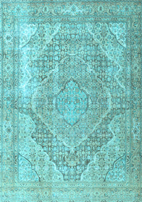 Medallion Light Blue Traditional Rug, tr3663lblu