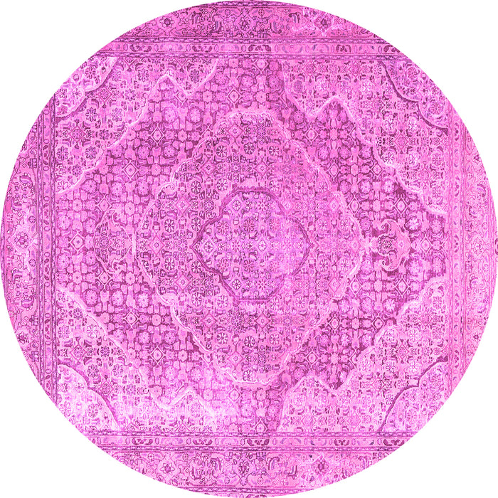 Round Medallion Pink Traditional Rug, tr3663pnk