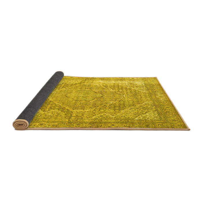 Sideview of Medallion Yellow Traditional Rug, tr3663yw
