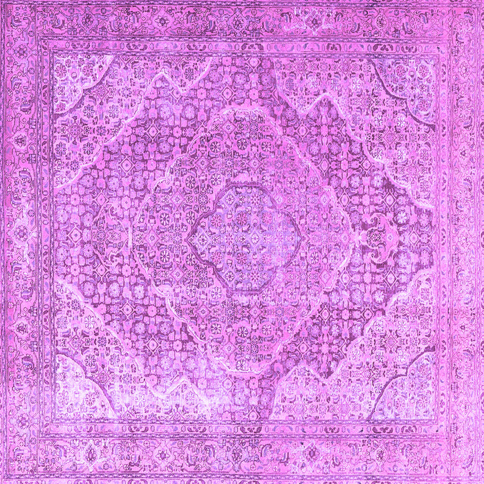 Square Machine Washable Medallion Purple Traditional Area Rugs, wshtr3663pur