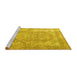 Sideview of Machine Washable Medallion Yellow Traditional Rug, wshtr3663yw