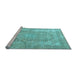 Sideview of Machine Washable Medallion Light Blue Traditional Rug, wshtr3663lblu