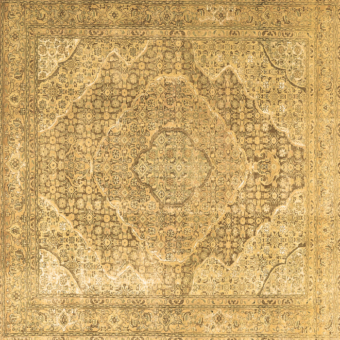 Square Machine Washable Medallion Brown Traditional Rug, wshtr3663brn