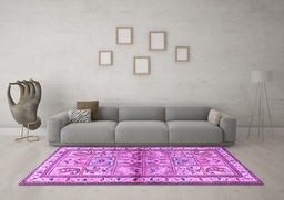 Machine Washable Persian Purple Traditional Area Rugs in a Living Room, wshtr3664pur