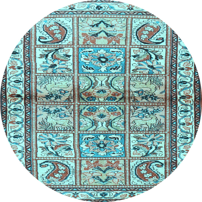 Round Persian Light Blue Traditional Rug, tr3664lblu