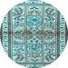 Round Persian Light Blue Traditional Rug, tr3664lblu