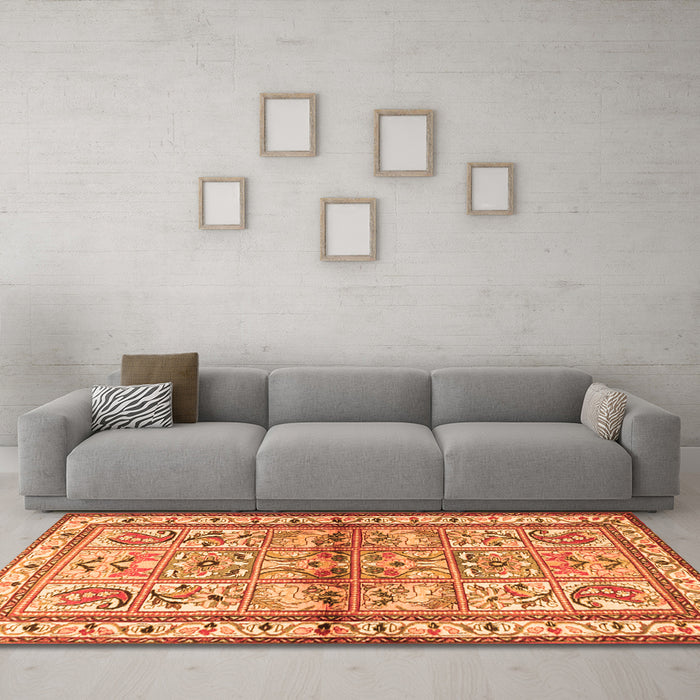 Machine Washable Persian Orange Traditional Area Rugs in a Living Room, wshtr3664org