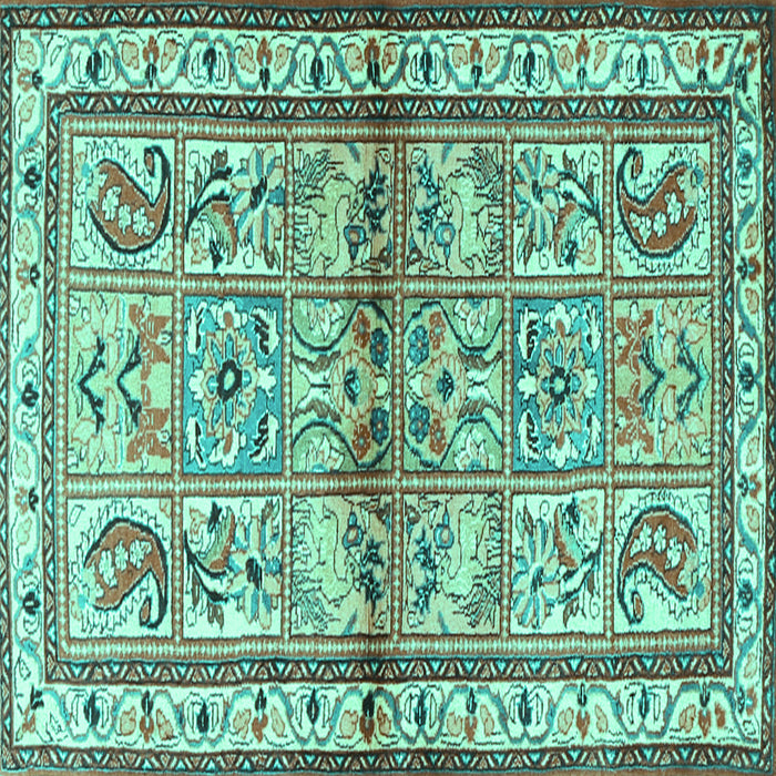 Square Machine Washable Persian Turquoise Traditional Area Rugs, wshtr3664turq