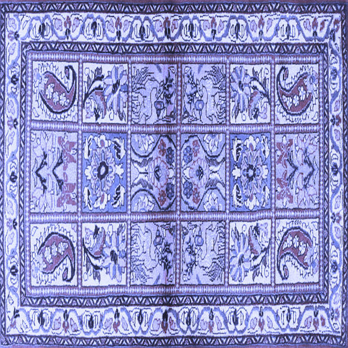 Square Machine Washable Persian Blue Traditional Rug, wshtr3664blu