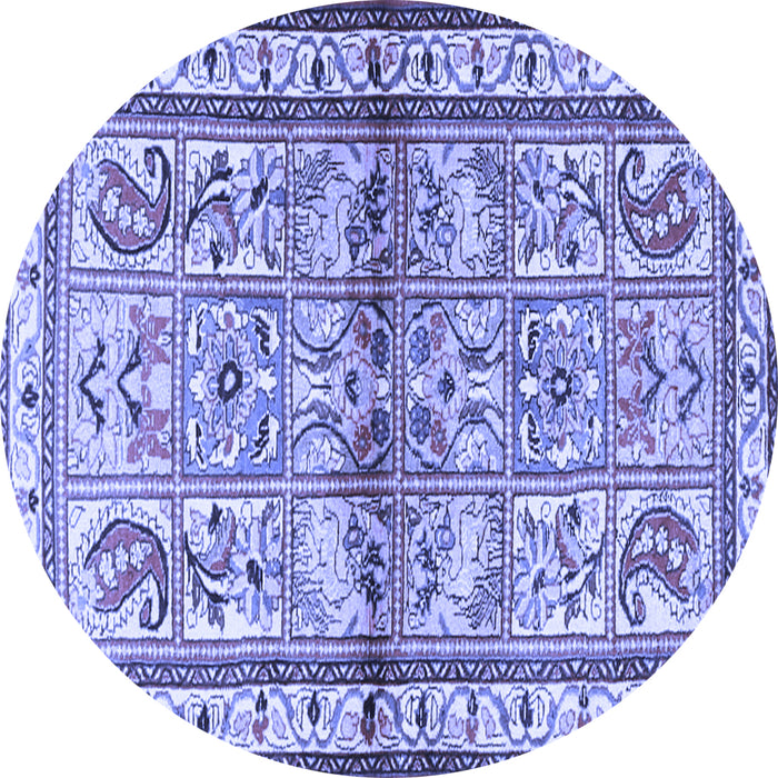Round Machine Washable Persian Blue Traditional Rug, wshtr3664blu