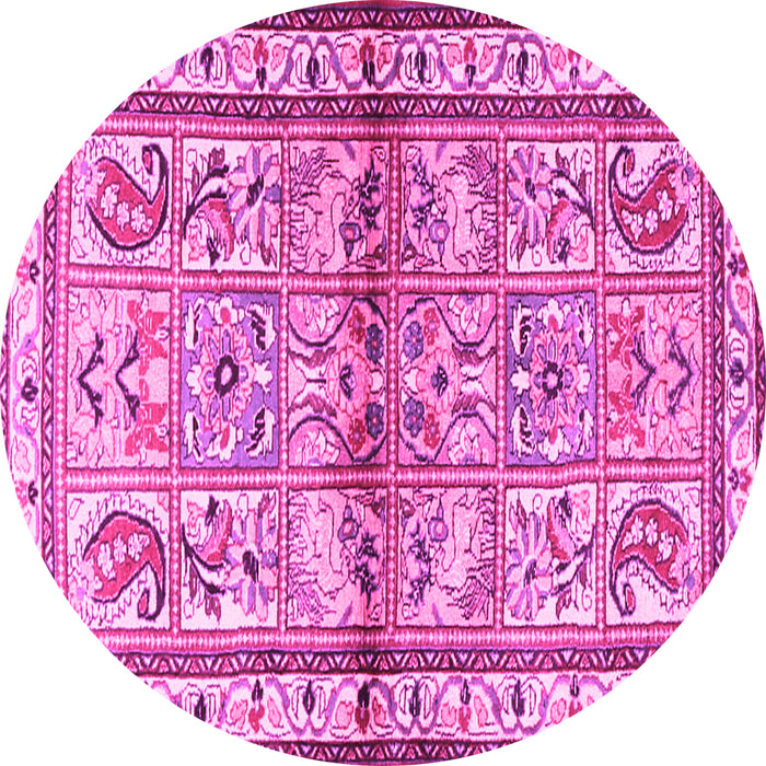 Round Machine Washable Persian Pink Traditional Rug, wshtr3664pnk