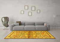 Machine Washable Persian Yellow Traditional Rug, wshtr3664yw