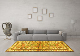 Machine Washable Persian Yellow Traditional Rug in a Living Room, wshtr3664yw